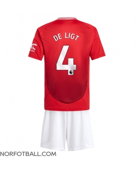 Billige Fotballdrakt Manchester United Matthijs de Ligt #4 Replika Hjemmedraktsett Barn 2024-25 Kortermet (med bukser)